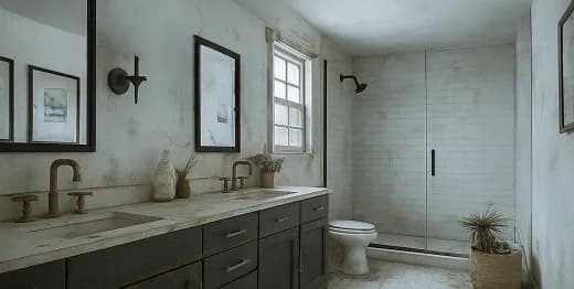 Bathroom remodel with visible workmanship issues in Clark County, NV