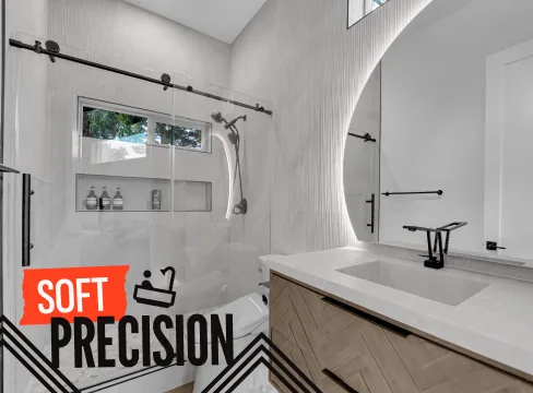 Bathroom remodel in Centennial Hills, Las Vegas - precision tile cuts and coordinated bathroom finishes | Big Horn Remodeling