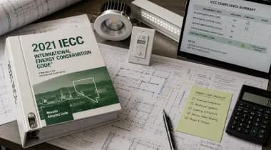 Commercial lighting and electrical scope review for IECC energy code compliance