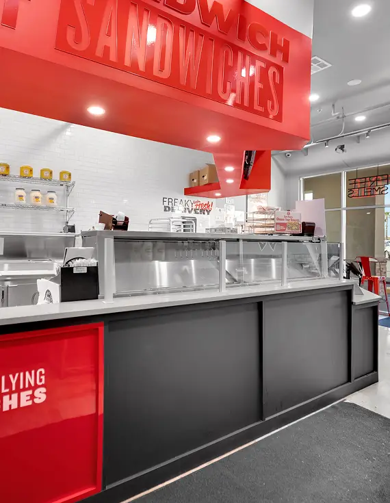 Jimmy John's restaurant tenant improvement in Las Vegas - framing and early interior preparation