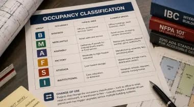 Commercial occupancy classification planning for change of use and certificate of occupancy review