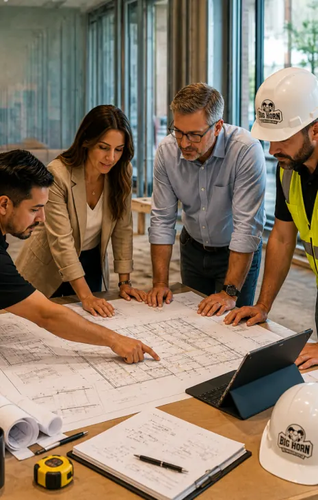 Commercial remodeling team coordinating field execution with architects, engineers, and design teams in Las Vegas