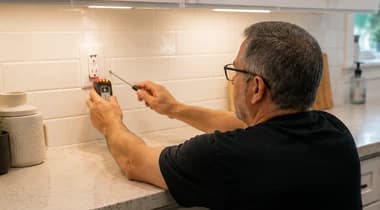 Verifying outlet and under-cabinet lighting locations before cabinet installation