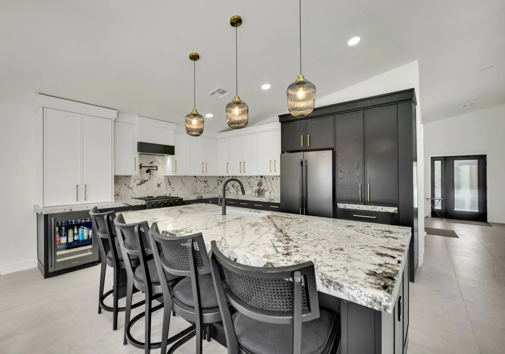 Completed Big Horn Remodeling kitchen in Summerlin with a large island and open living layout