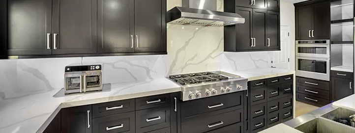 Wide view of a custom cabinet kitchen remodel in Spanish Trail, Las Vegas, Nevada