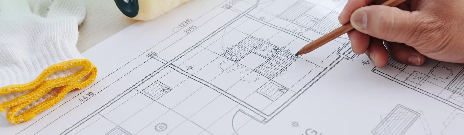 Permit documents and plans on a Las Vegas remodeling jobsite