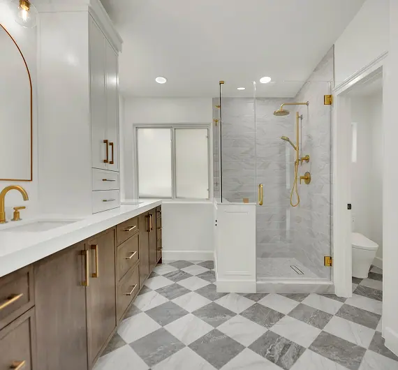Red Rock, Summerlin primary bathroom remodel - custom marble shower installation