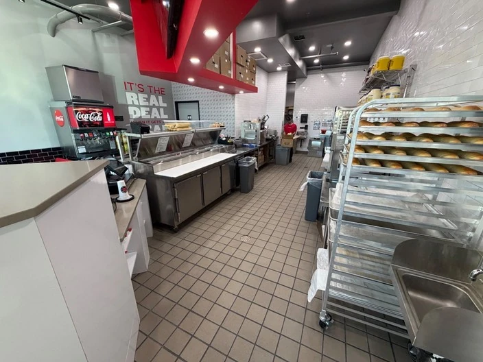 Jimmy John's back-of-house production line with quarry tile flooring in Las Vegas