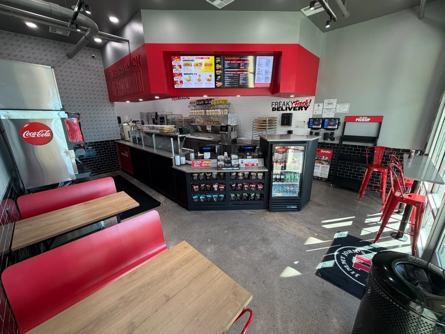 Completed Jimmy John's dining area and service counter in northwest Las Vegas